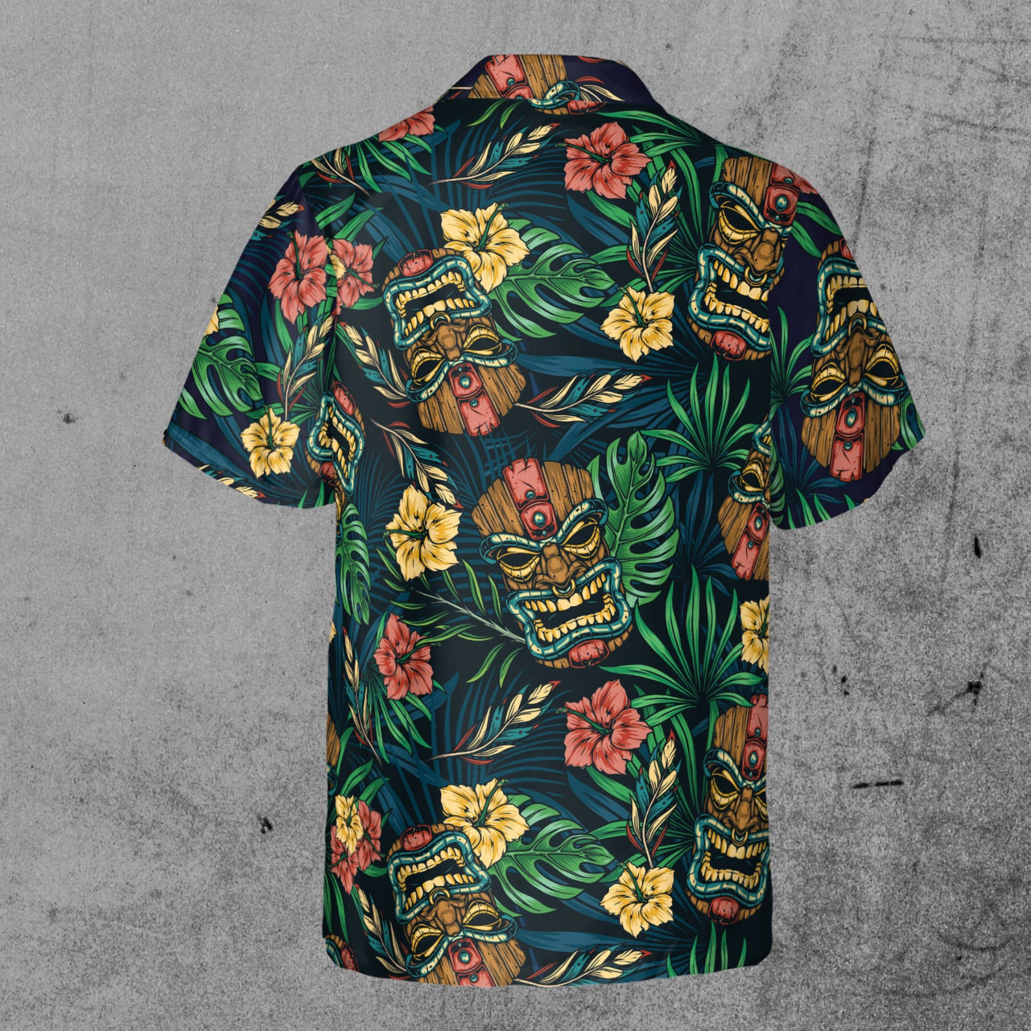 Floral Tiki Mask Tropical Forest Aloha Hawaiian Shirt image 2