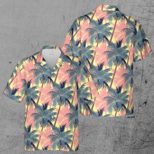 Retro Tropical Palm Tree Beach Holiday Hawaiian Shirt image 0