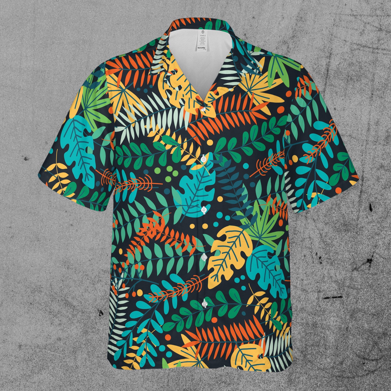 Colorful Forest Leaves Aloha Tropical Hawaiian Shirt image 1