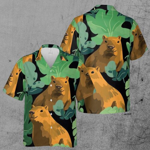 Funny Cute Capybara In The Forest Hawaiian Shirt image 0