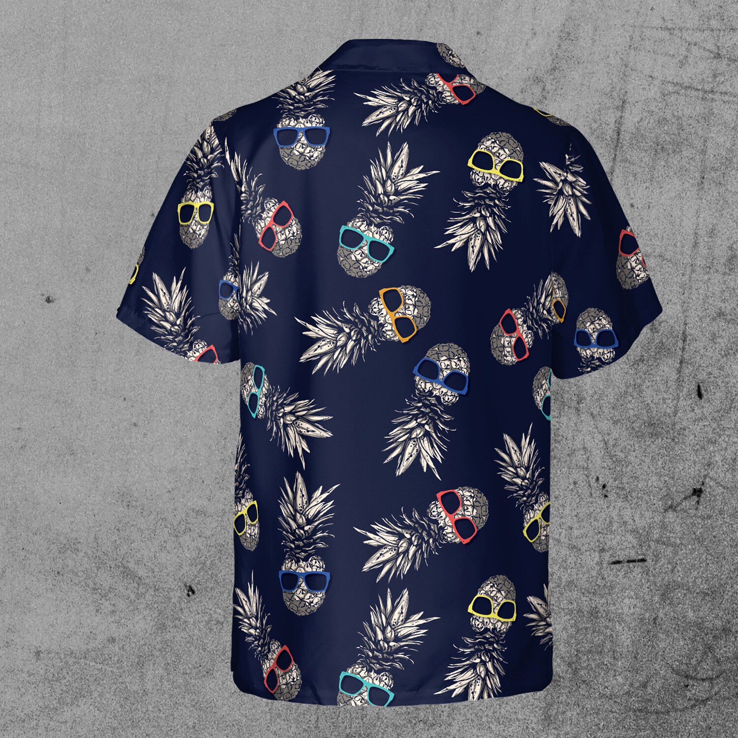 Tropical Pineapple Skull Wearing Sunglasses Aloha Short Sleeve Hawaiian Shirt image 2