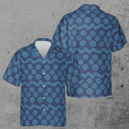 Legendary Swordsman Shirt In Shark Park Sea Wave Dark Blue Hawaiian Shirt image 0