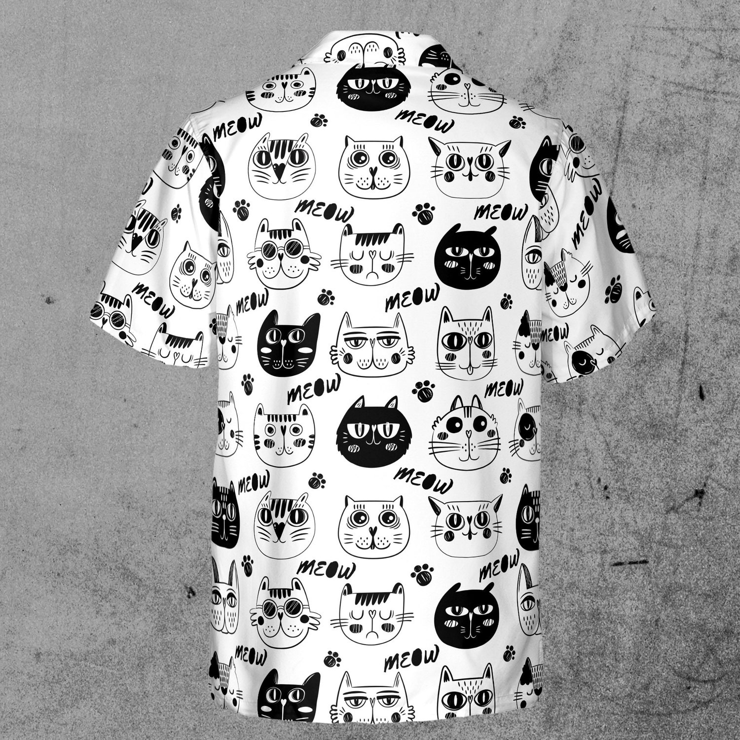 Funny Cool Cute Cat Meow Hawaiian Shirt image 2