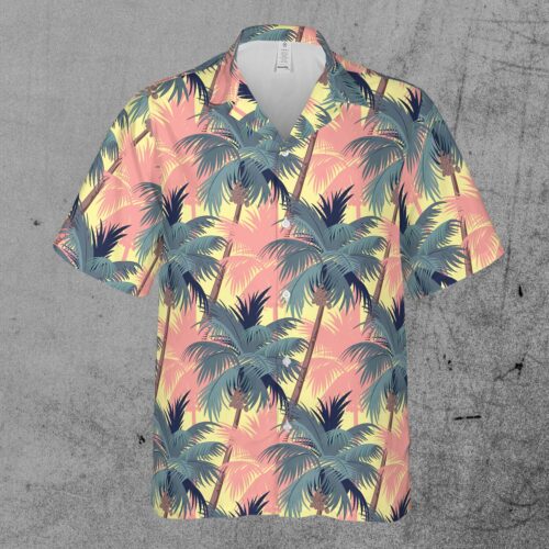 Retro Tropical Palm Tree Beach Holiday Hawaiian Shirt image 1