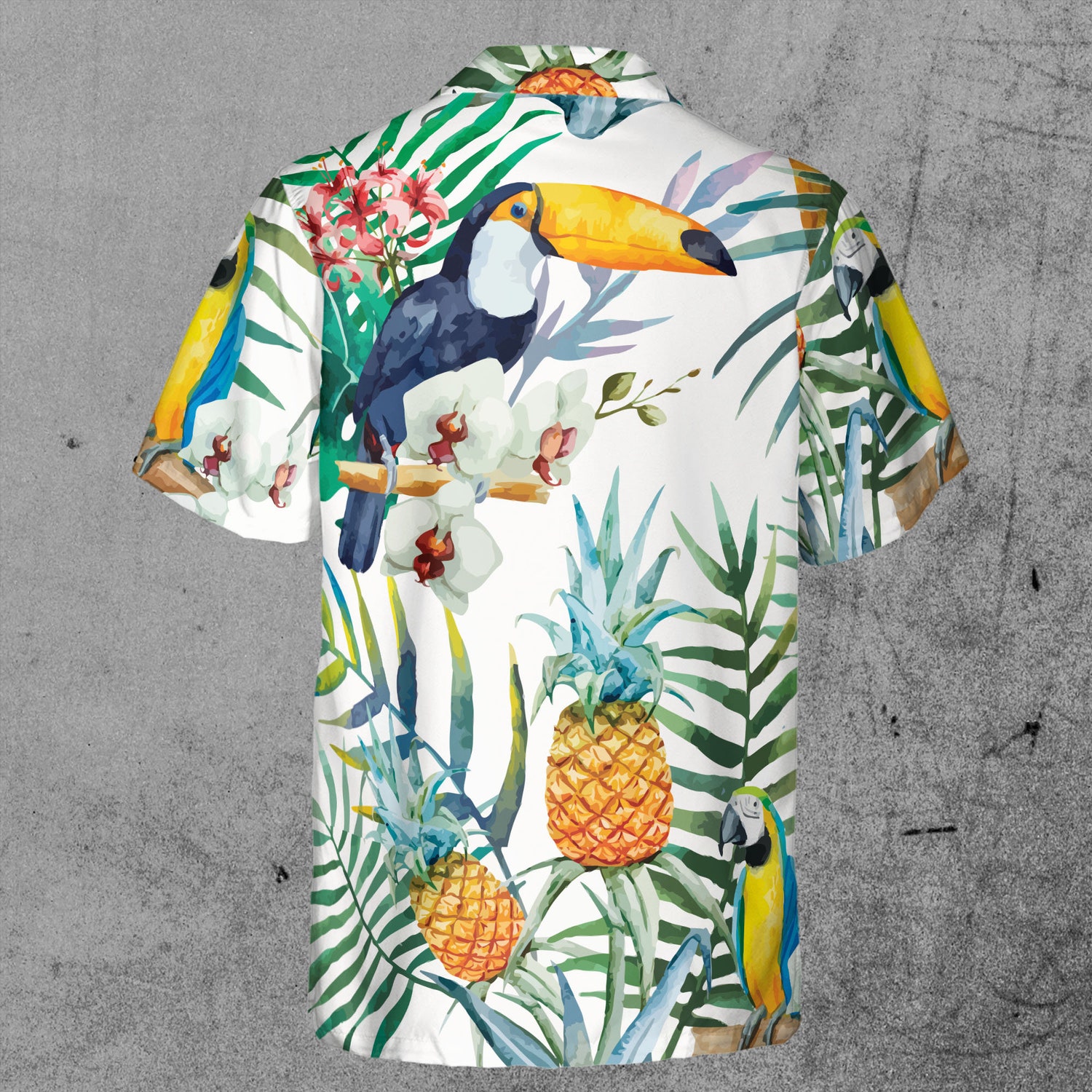 Funny Aloha Parrot Bird Tropical Forest Hawaiian Shirt image 2