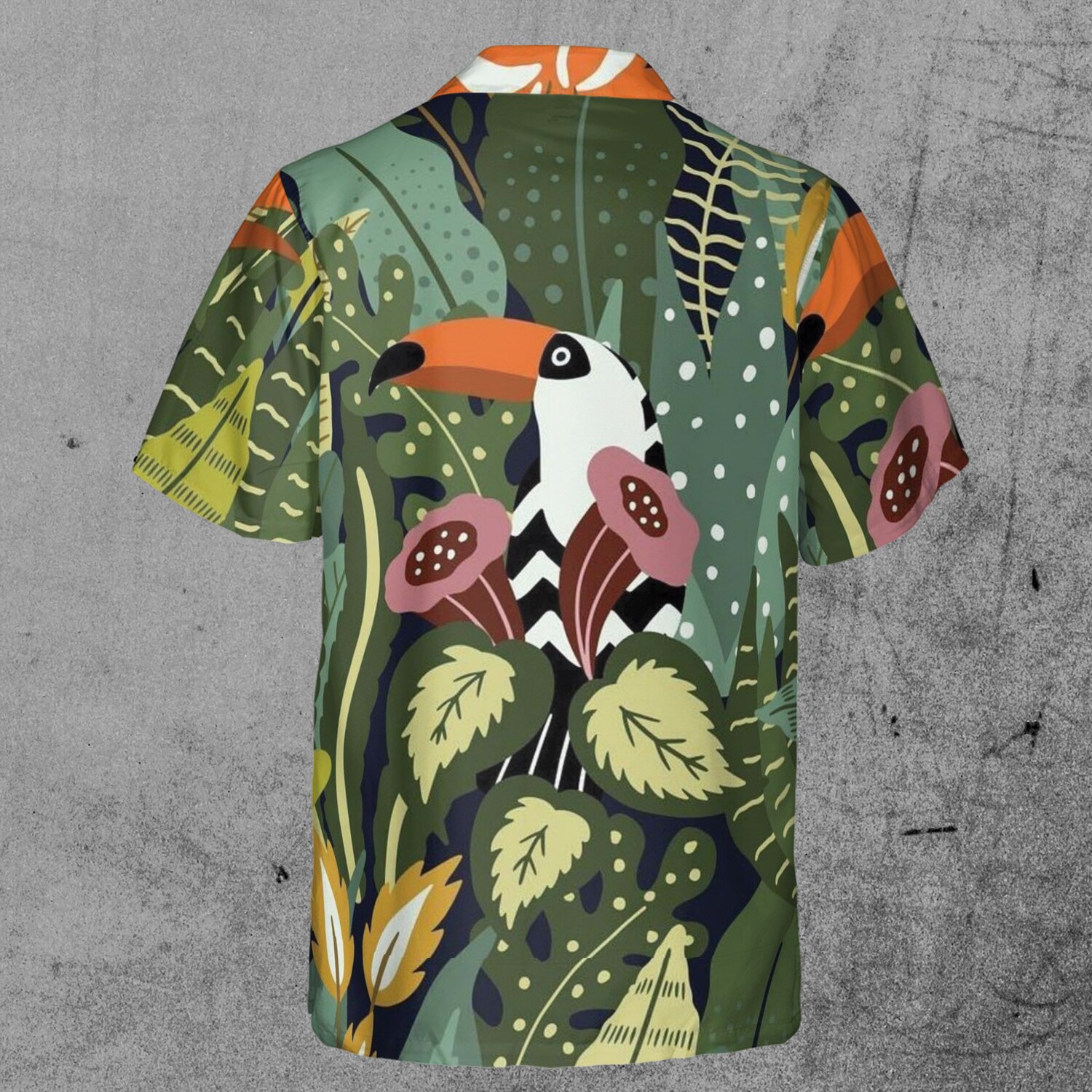 Funny Aloha Cute Bird Tropical Forest Hawaiian Shirt image 2