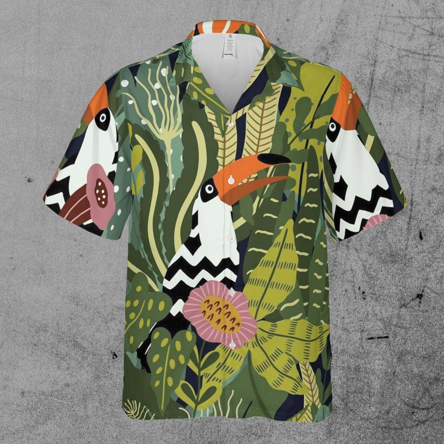 Funny Aloha Cute Bird Tropical Forest Hawaiian Shirt image 1