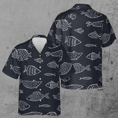 Funny Fish In The Deep Ocean Art Hawaiian Shirt image 0