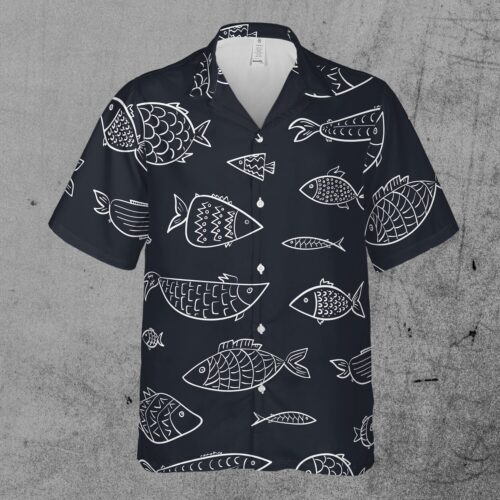 Funny Fish In The Deep Ocean Art Hawaiian Shirt image 1