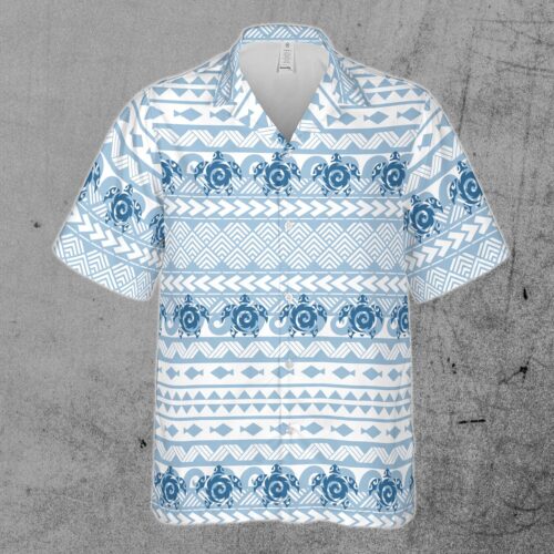 Sea Turtle Tattoo Pattern Tribal Polynesian Hawaiian Shirt image 1