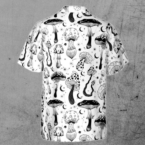 Black And White Casual Mushroom Hawaiian Shirt image 1