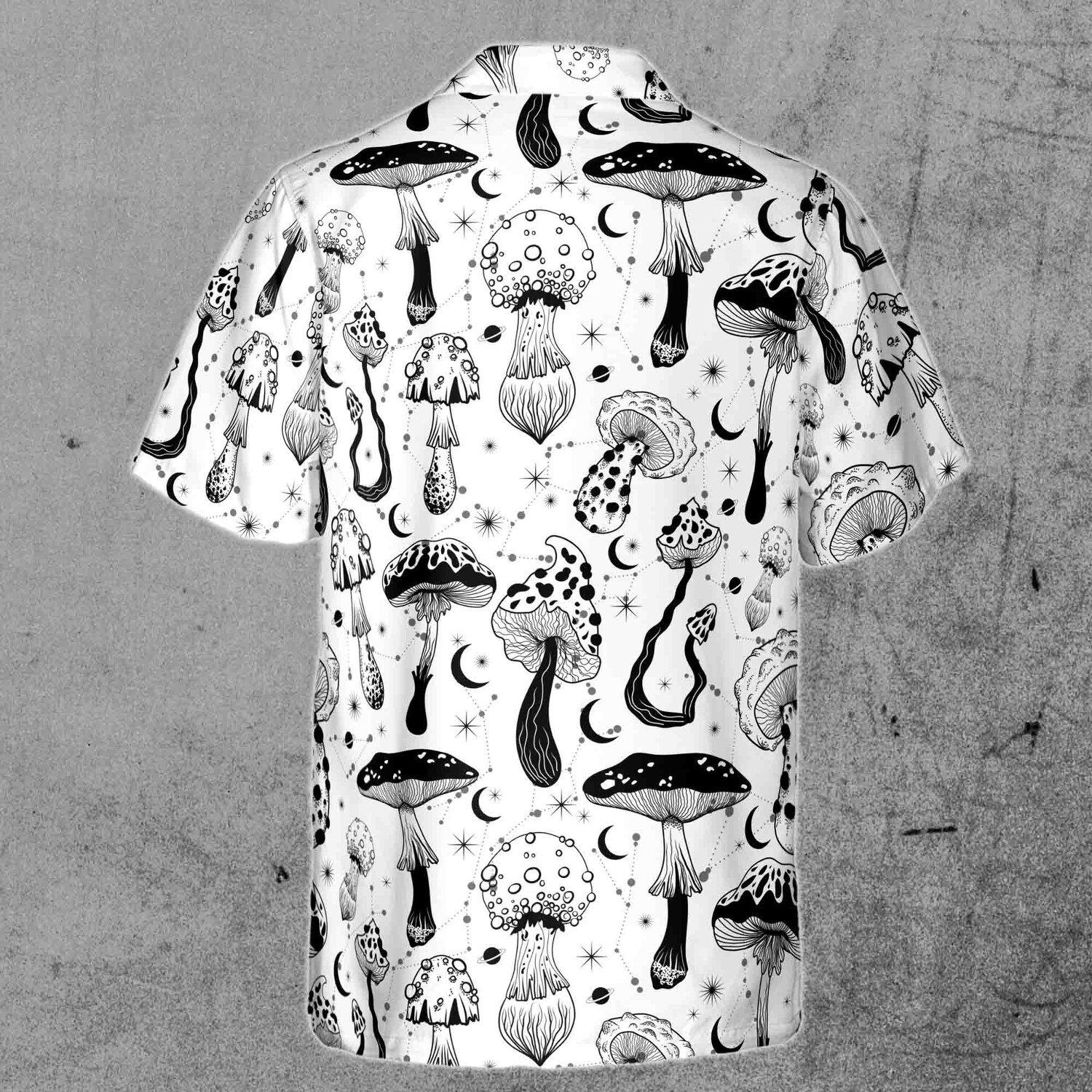 Black And White Casual Mushroom Hawaiian Shirt image 1