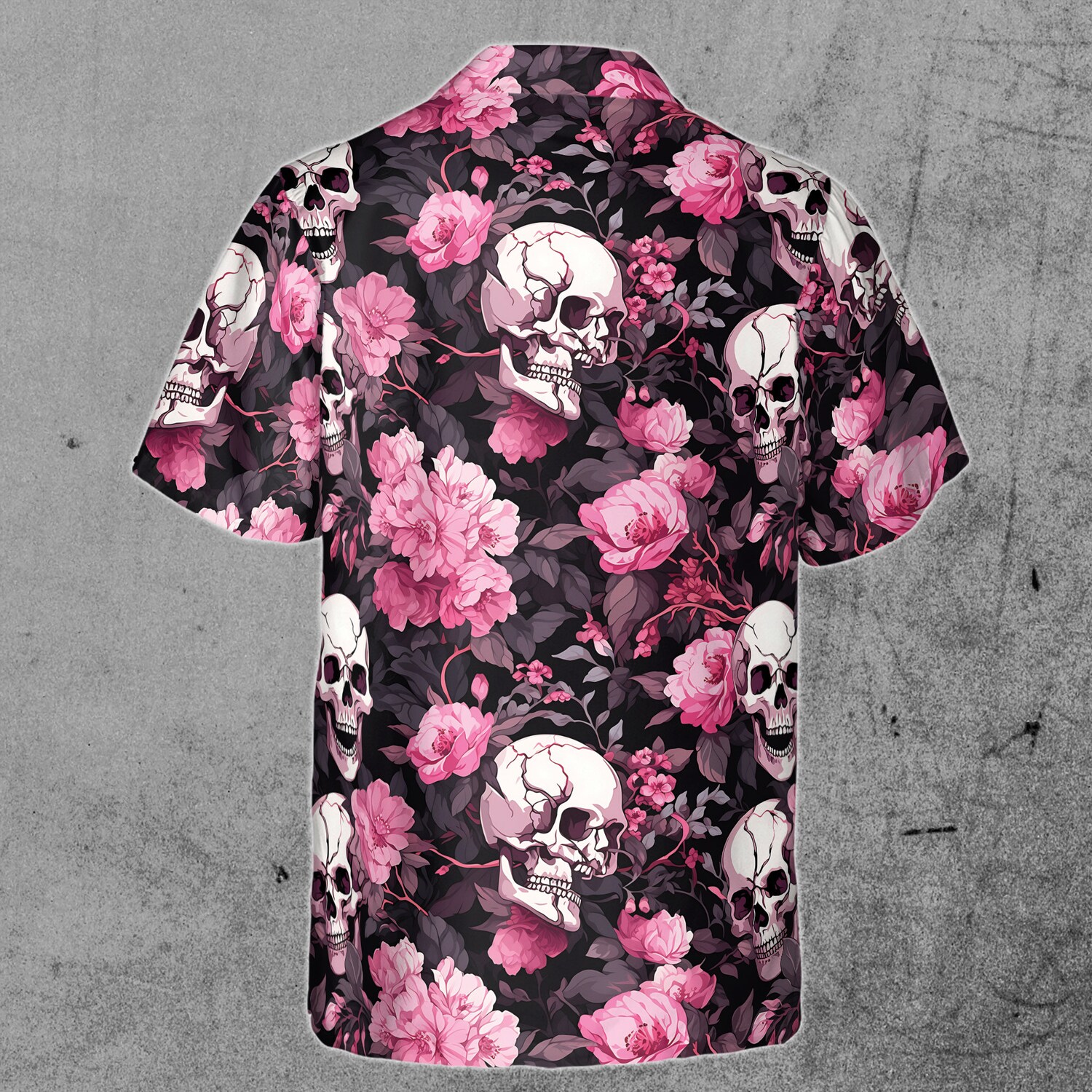 Colorful Ghostly Skull Flower Pattern Hawaiian Shirt image 2