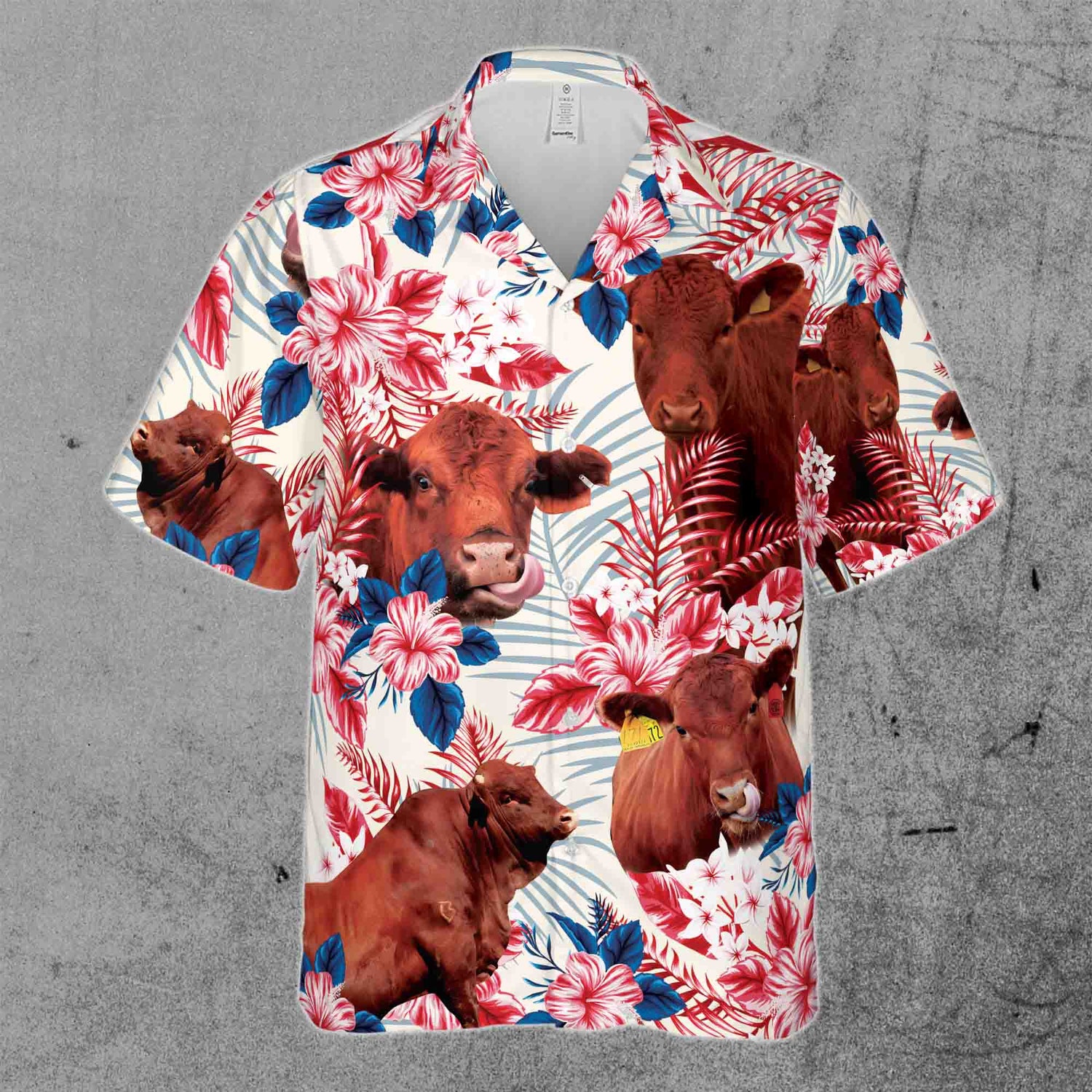 Red Angus Cattle Lovers American Flag Hawaiian Shirt image 1