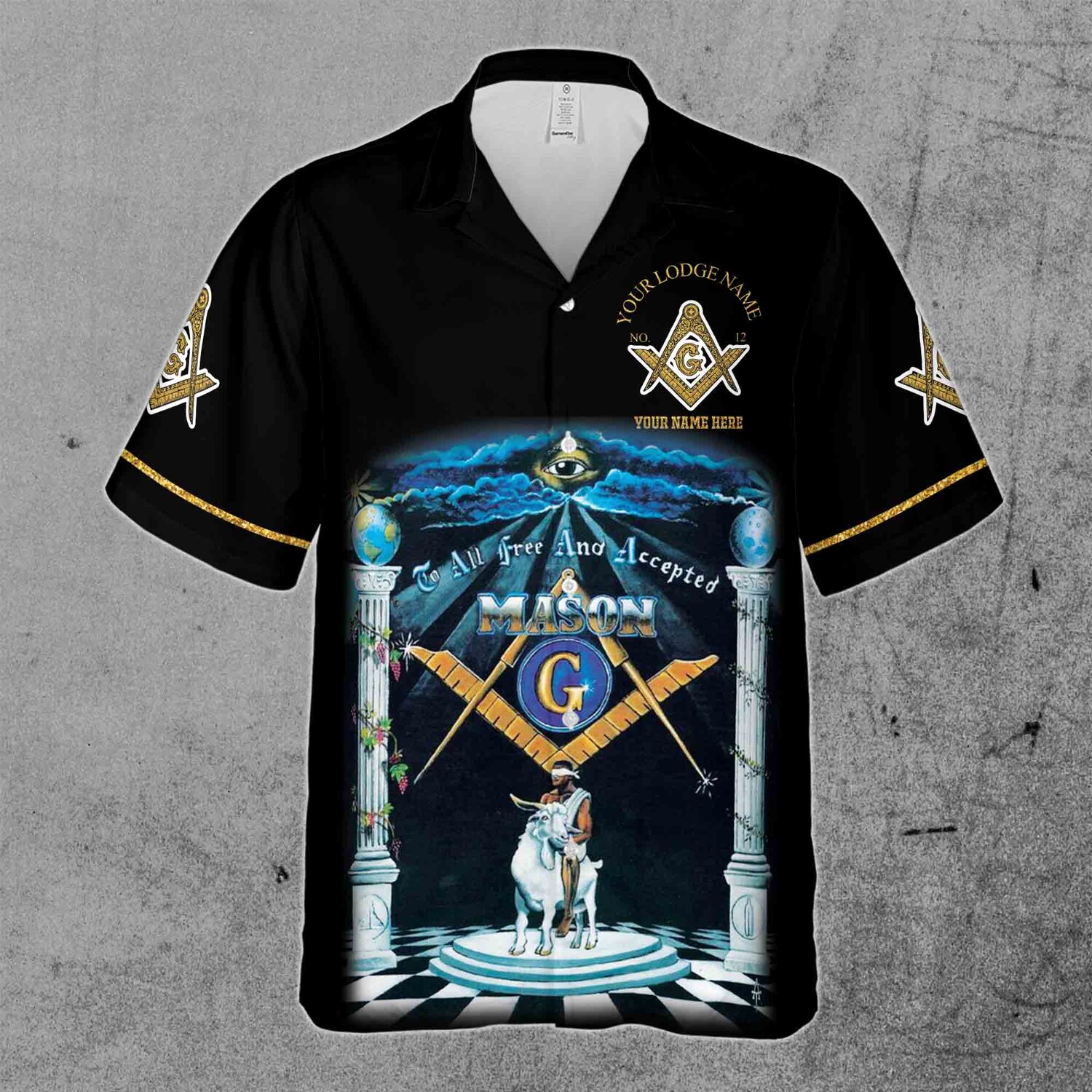 Customize Name Riding The Goat F&AM Prince Hall Mason Hawaiian Shirt image 1