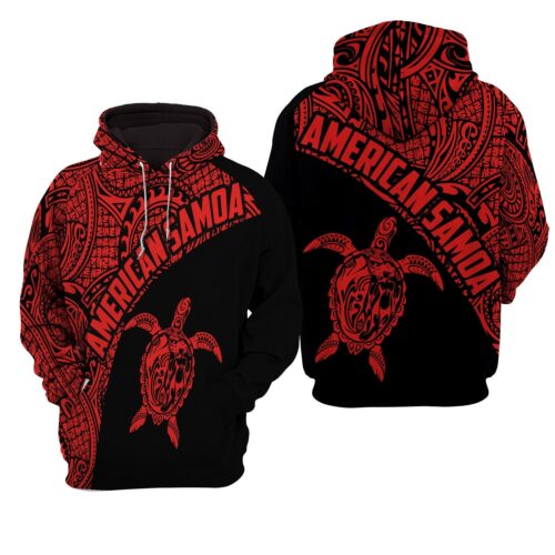 Unisex 3D Printed American Samoa Polynesian Red Hoodie image 0