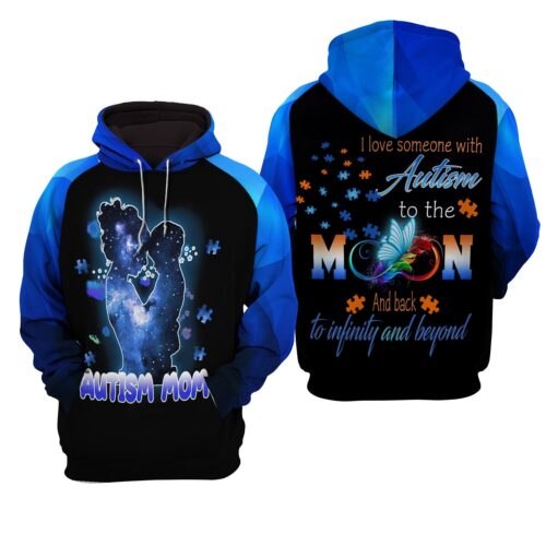 Unisex 3D Printed Autism Mom Hoodie Front Pocket Pullover Sweatshirt Gifts for Men & Women image 0