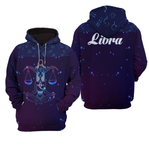 Libra Zodiac Unisex 3D Printed Hoodie Sweatshirt with Front Pocket Taurus Zodiac Gifts image 0