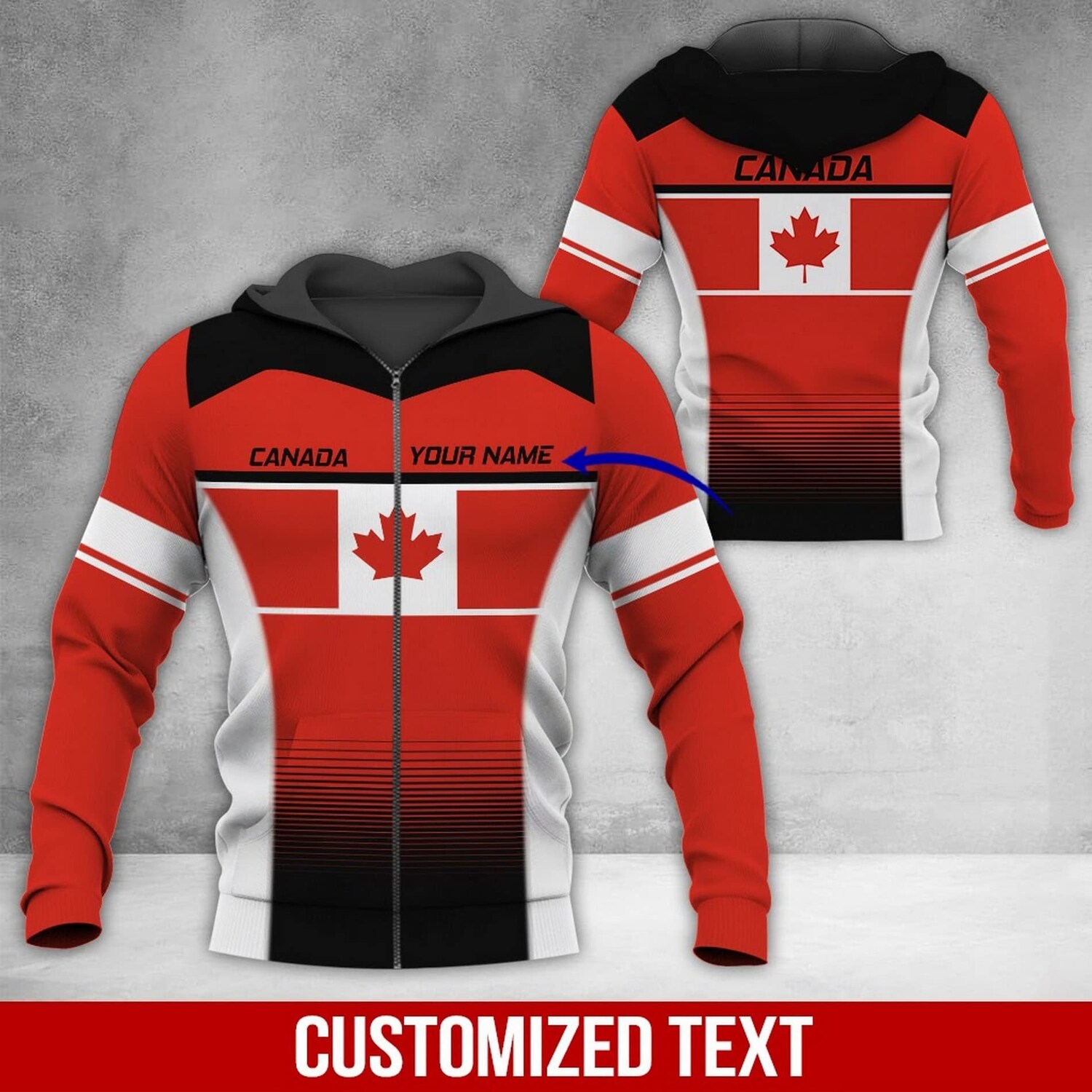 Personalized Unisex Love Canada Hoodies Pullover & Zip Sweatshirts with Front Pocket Gifts for Men & Women image 3