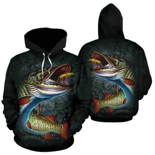 Unisex Musky Fishing Hoodie Pullover Sweatshirt with Front Pocket Gifts for Men & Women image 0