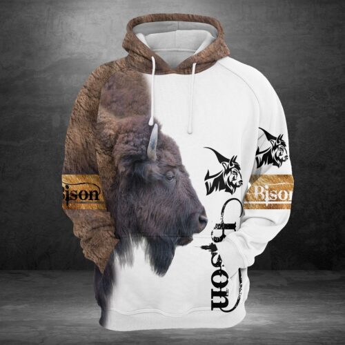 Unisex Bison Lover Hoodie Buffalo Sweatshirt Bison Pullover Bison Lover Gift Sweater image 0