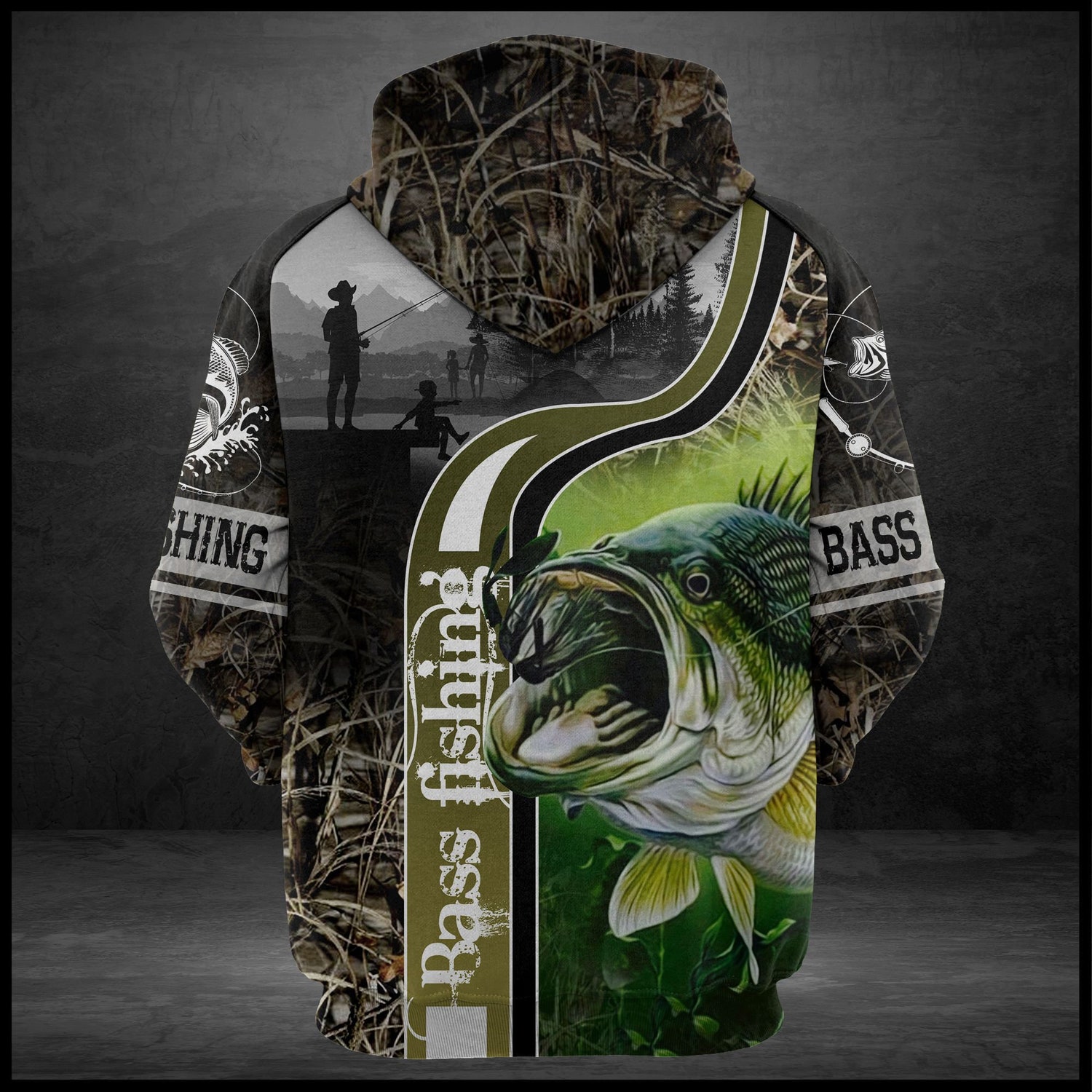 Unisex Bass Fishing Hoodie Sweatshirt Fisherman Gift Pullover Fishing Apparel image 2