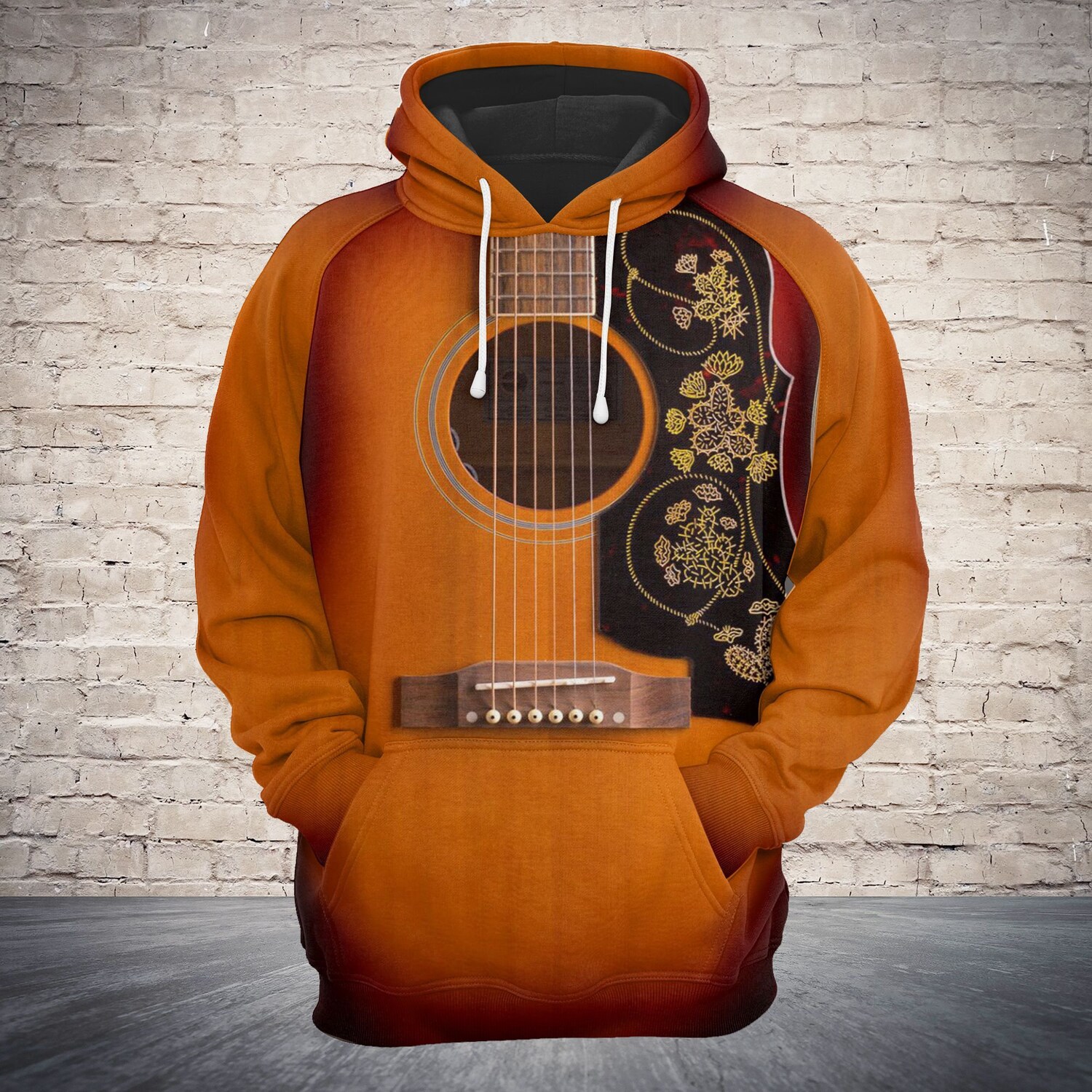 Unisex Floral Guitar Sweatshirt Hoodie for Guitar Lovers Guitarist Pullover Sweater image 2