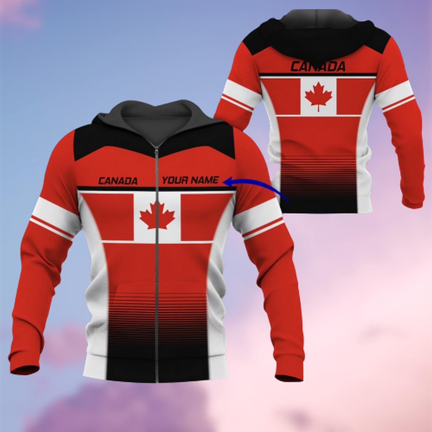 Personalized Unisex Love Canada Hoodies Pullover & Zip Sweatshirts with Front Pocket Gifts for Men & Women image 2