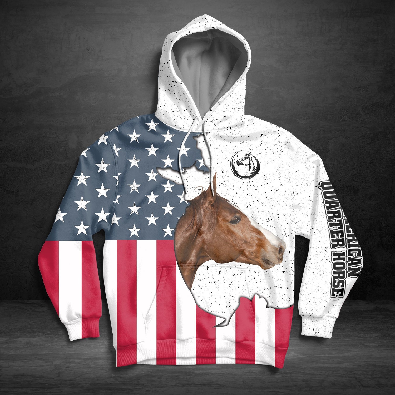 Unisex American Flag Horse Hoodie Sweatshirt Patriotic Horse Shirt American Flag Gift image 2