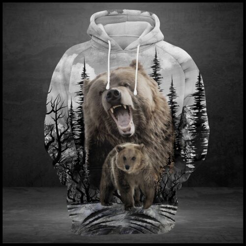 Unisex Bear Scratch Hoodie Animal Lover Gift Bear Pullover Sweatshirt image 1