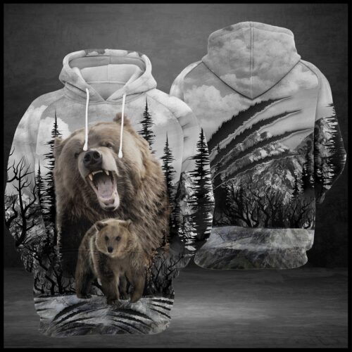 Unisex Bear Scratch Hoodie Animal Lover Gift Bear Pullover Sweatshirt image 0