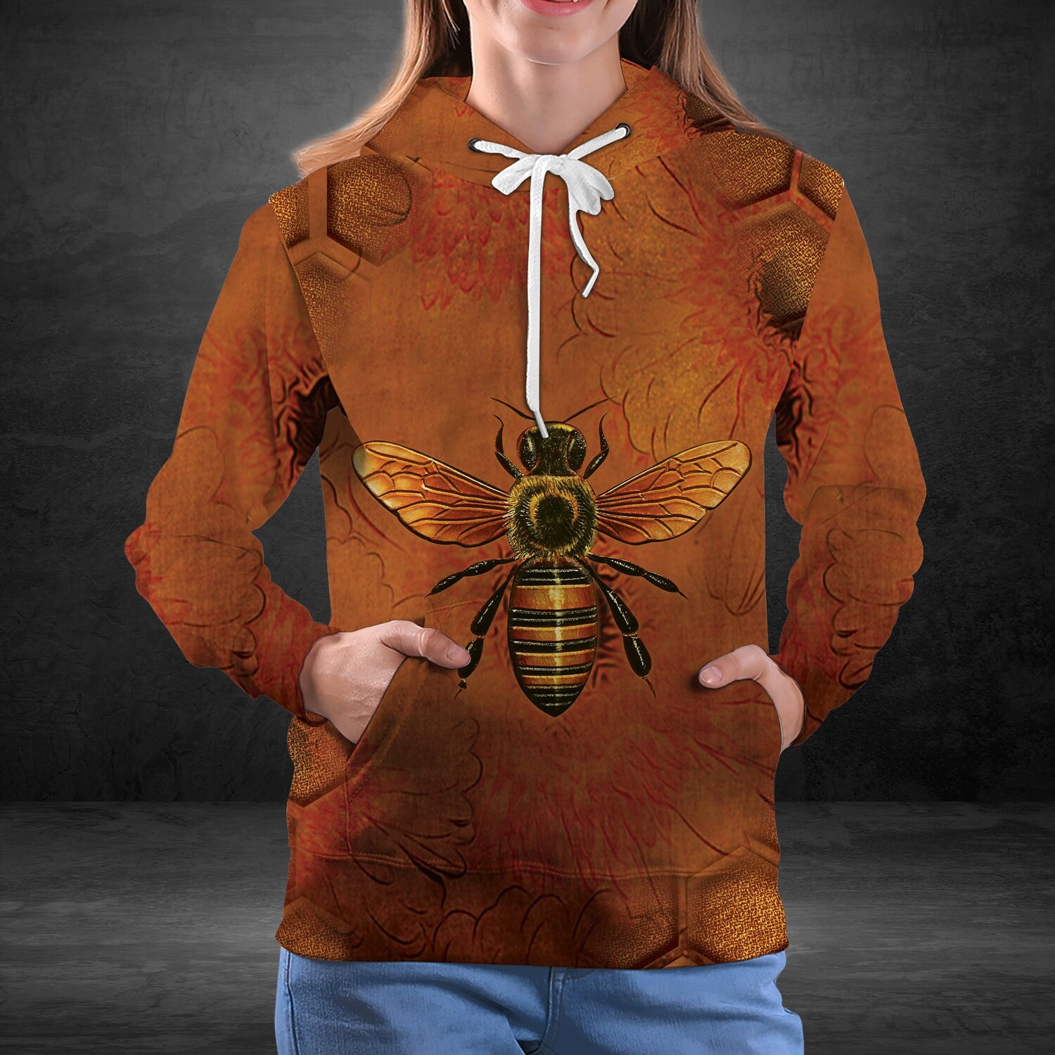 Unisex Bee Sunflower Hoodie Sweatshirt Animal Lover Gift Bee Pullover Cozy Bee Apparel image 1