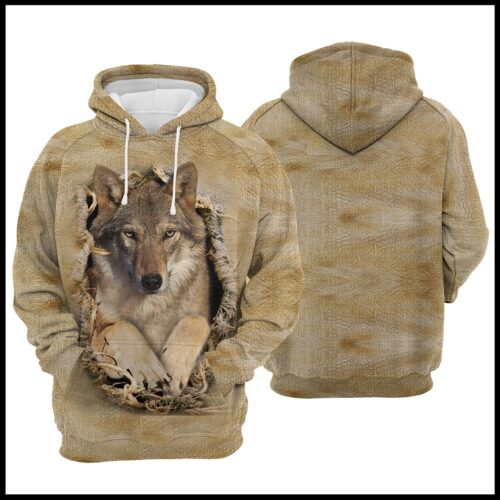 Unisex Wolf Scratch Hoodie - Wolf Lover Pullover Animal Print Sweatshirt image 0