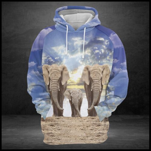 Elephant Family Hoodie Elephant Lover Sweatshirt Animal Pullover for Elephant Enthusiasts image 1