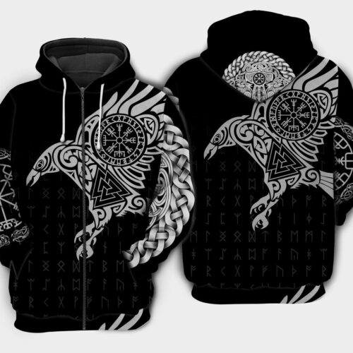 Unisex Viking Warrior Raven Hoodie Viking Sweatshirt Pullover Perfect Viking Lover Gift image 1