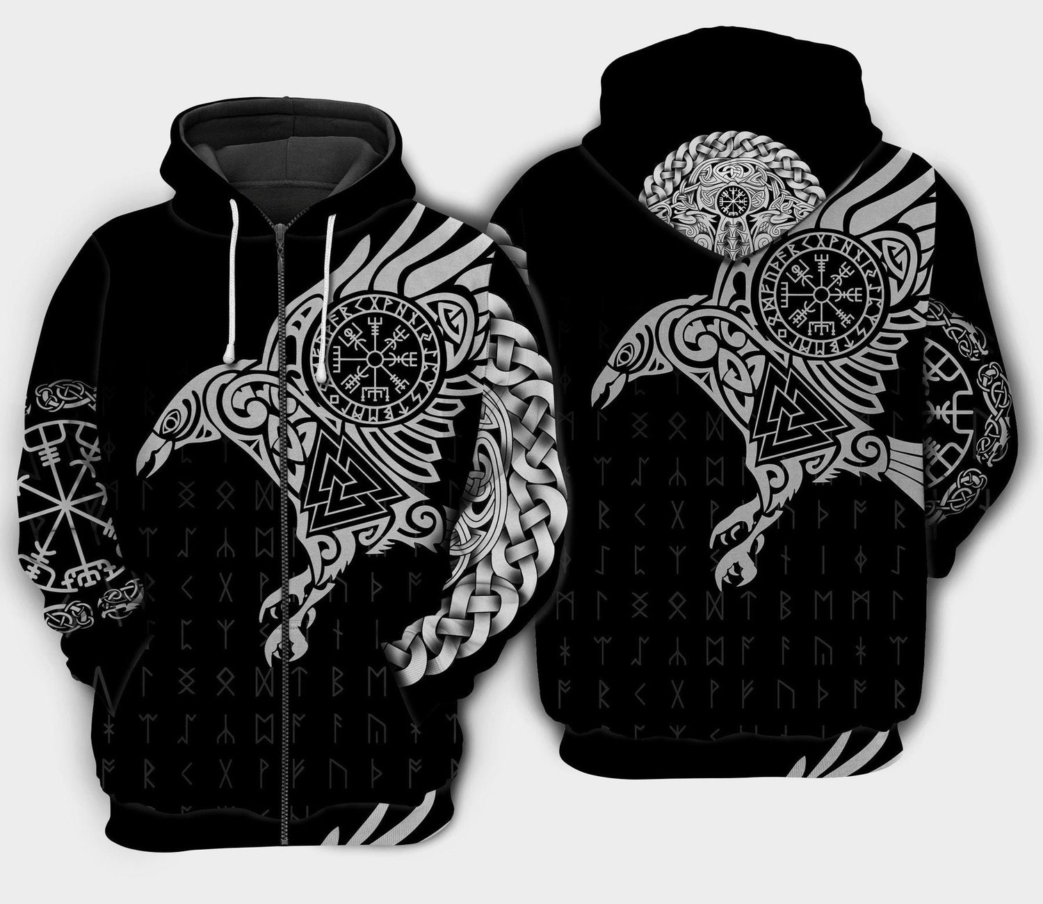 Unisex Viking Warrior Raven Hoodie Viking Sweatshirt Pullover Perfect Viking Lover Gift image 1