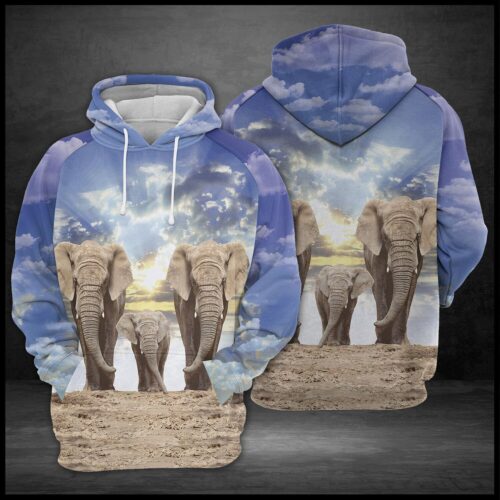 Elephant Family Hoodie Elephant Lover Sweatshirt Animal Pullover for Elephant Enthusiasts image 0