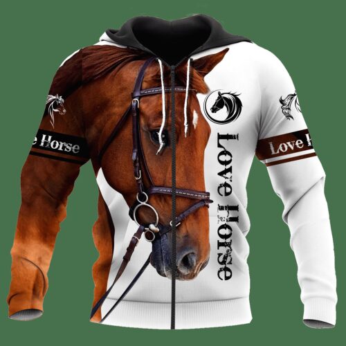 Love Horse Hoodie Sweatshirt for Horse Lovers Animal Zip Hoodie Horse Gift Pullover image 1