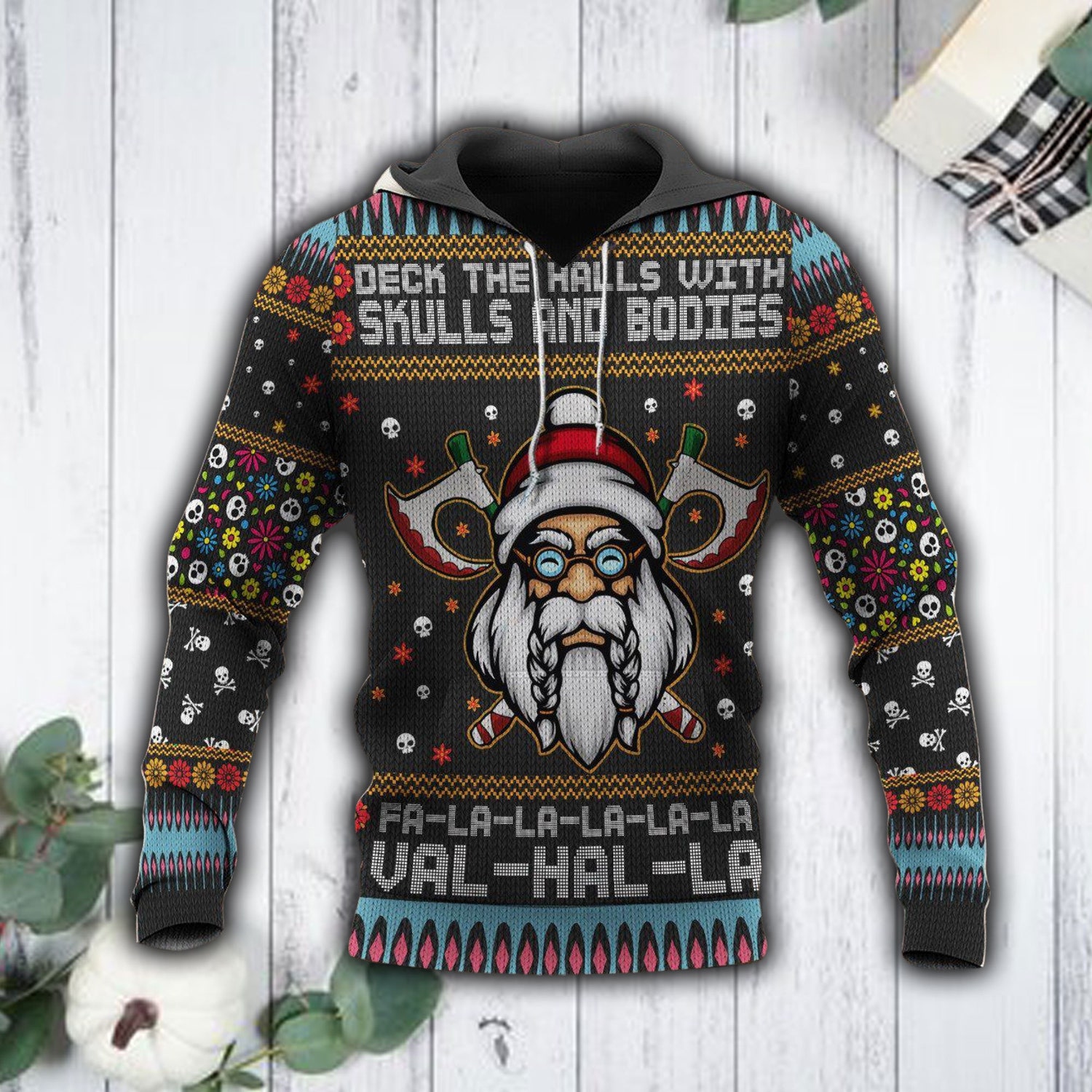 Viking Merry Xmas Hoodie Christmas Viking Sweatshirt image 2