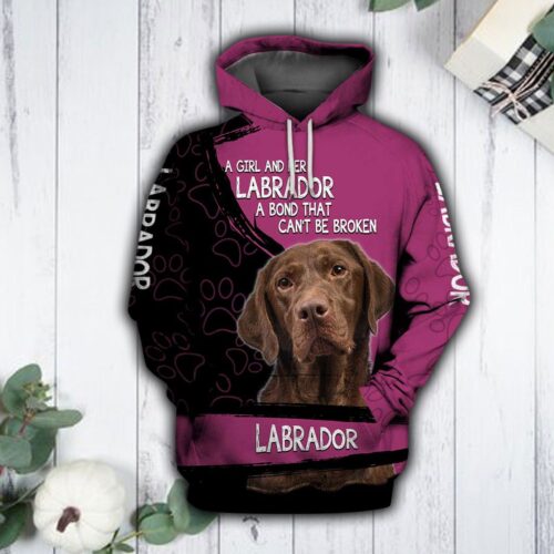 Unisex Pink Labrador Dog Hoodie Chocolate Labrador Pullover Sweatshirt for Dog Lovers image 0