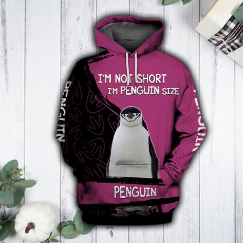 Custom Pink Penguin Hoodie Sweatshirt Cute Penguin Pullover Penguin Lover Gift image 0