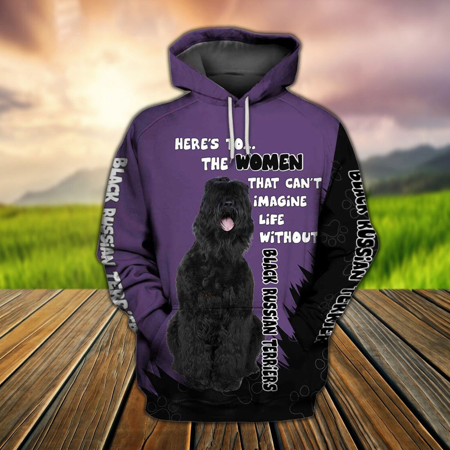 Unisex Purple Russian Terrier Sweatshirt Hoodie Dog Lover Pullover Russian Terrier Apparel image 1