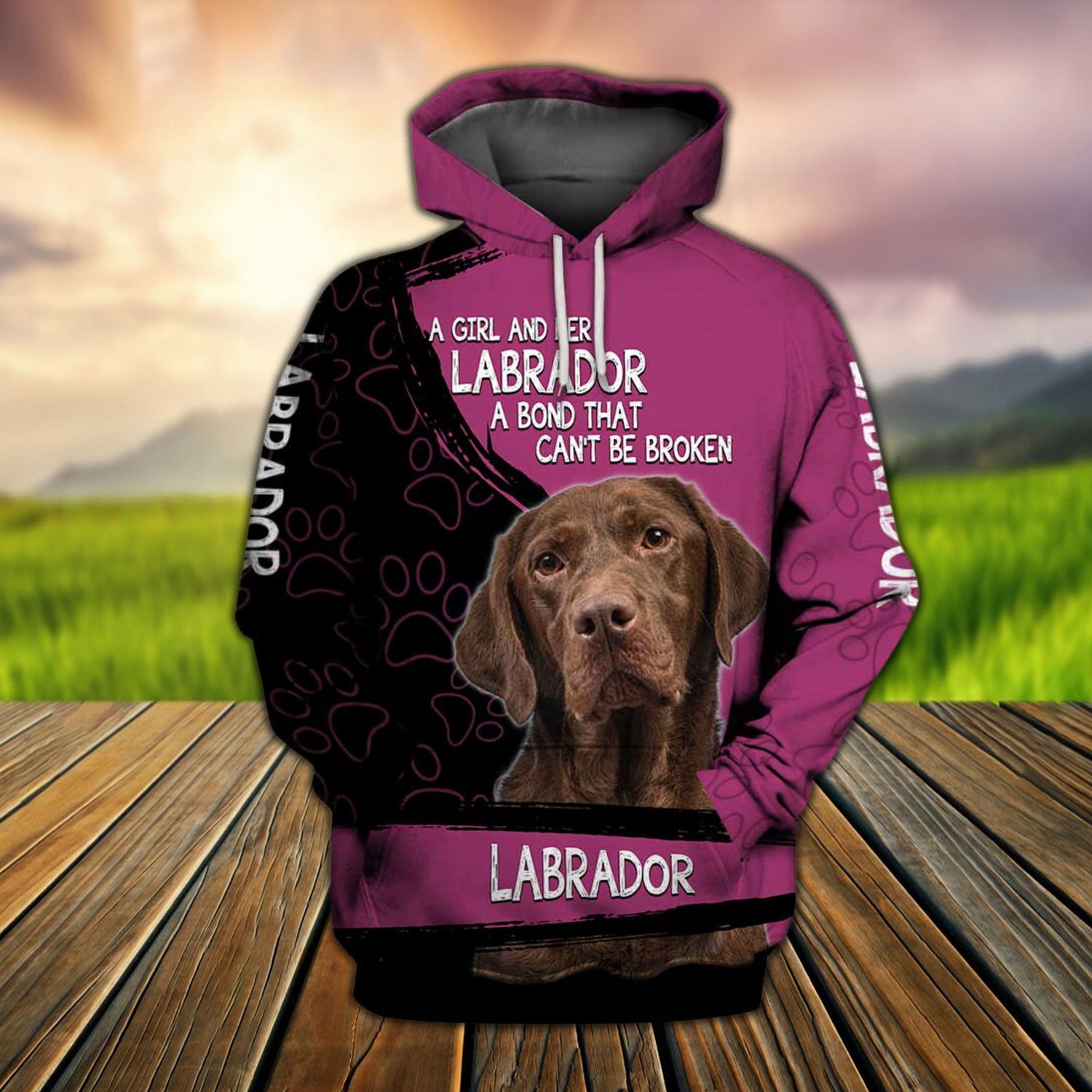 Unisex Pink Labrador Dog Hoodie Chocolate Labrador Pullover Sweatshirt for Dog Lovers image 2