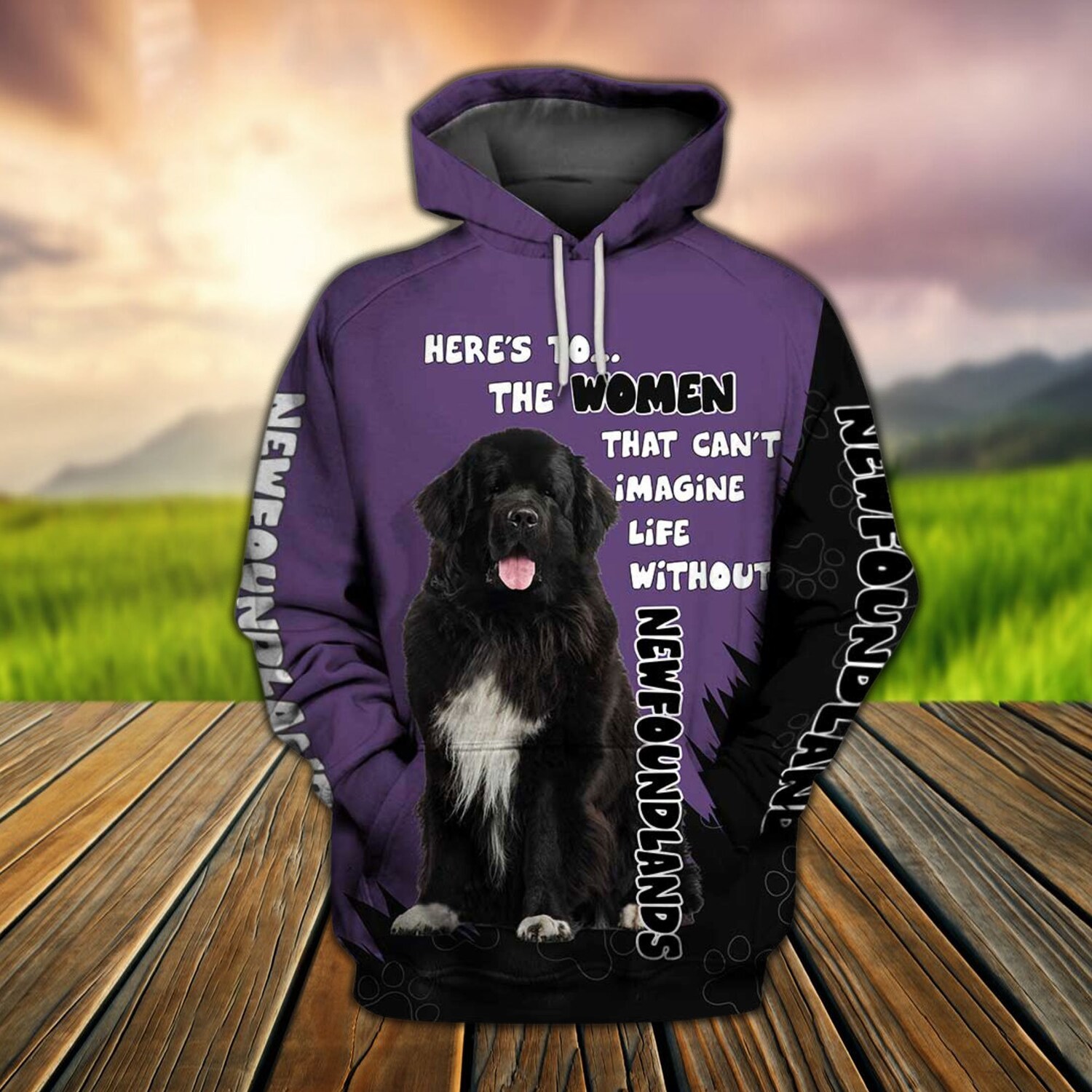 Unisex Purple Newfoundland Newfie Sweatshirt Hoodie Newfie Pullover Shirt Gift for Dog Lovers image 2