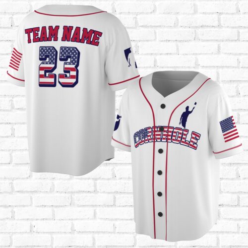 Custom Cornhole Flag Baseball Jersey with Name & Number 3D Print Sizes S-5XL image 0