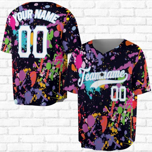 Personalized Graffiti Pattern 3D Baseball Jersey Custom Name Number Team Sizes S-5XL image 0