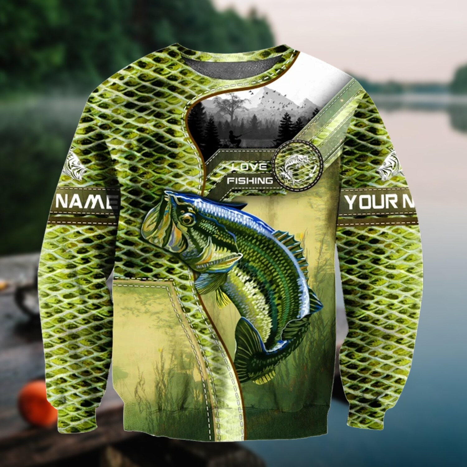 Custom Camo Fishing Pullover Hoodie Personalized Fisherman Sweatshirt Fishing Lover Gift image 4