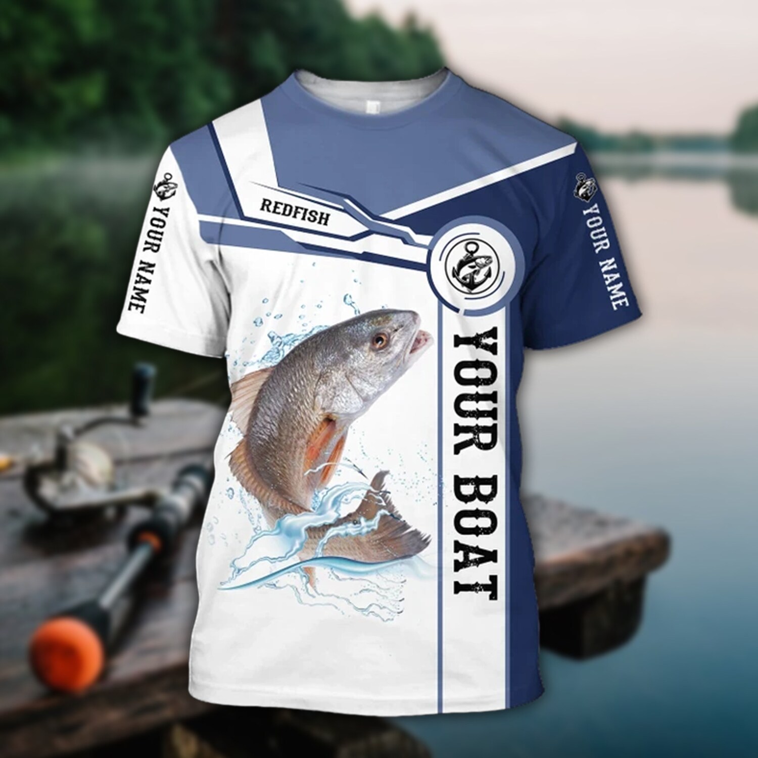 Custom Redfish Fishing Pullover Hoodie Personalized Fishing Lover Gift Fisherman Sweatshirt image 2