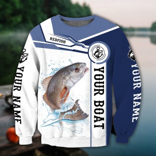 Custom Redfish Fishing Pullover Hoodie Personalized Fishing Lover Gift Fisherman Sweatshirt image 1