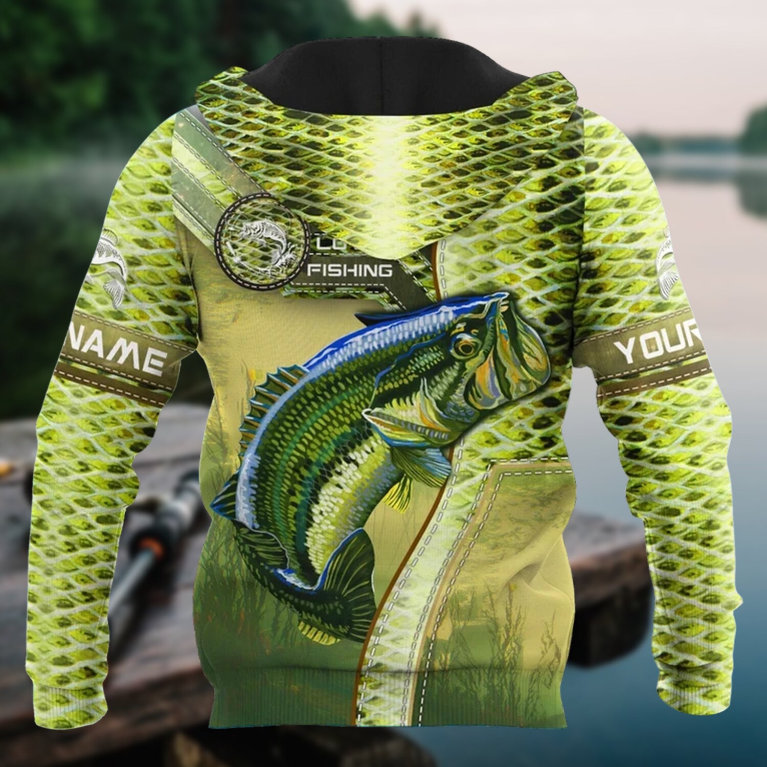 Custom Camo Fishing Pullover Hoodie Personalized Fisherman Sweatshirt Fishing Lover Gift image 2